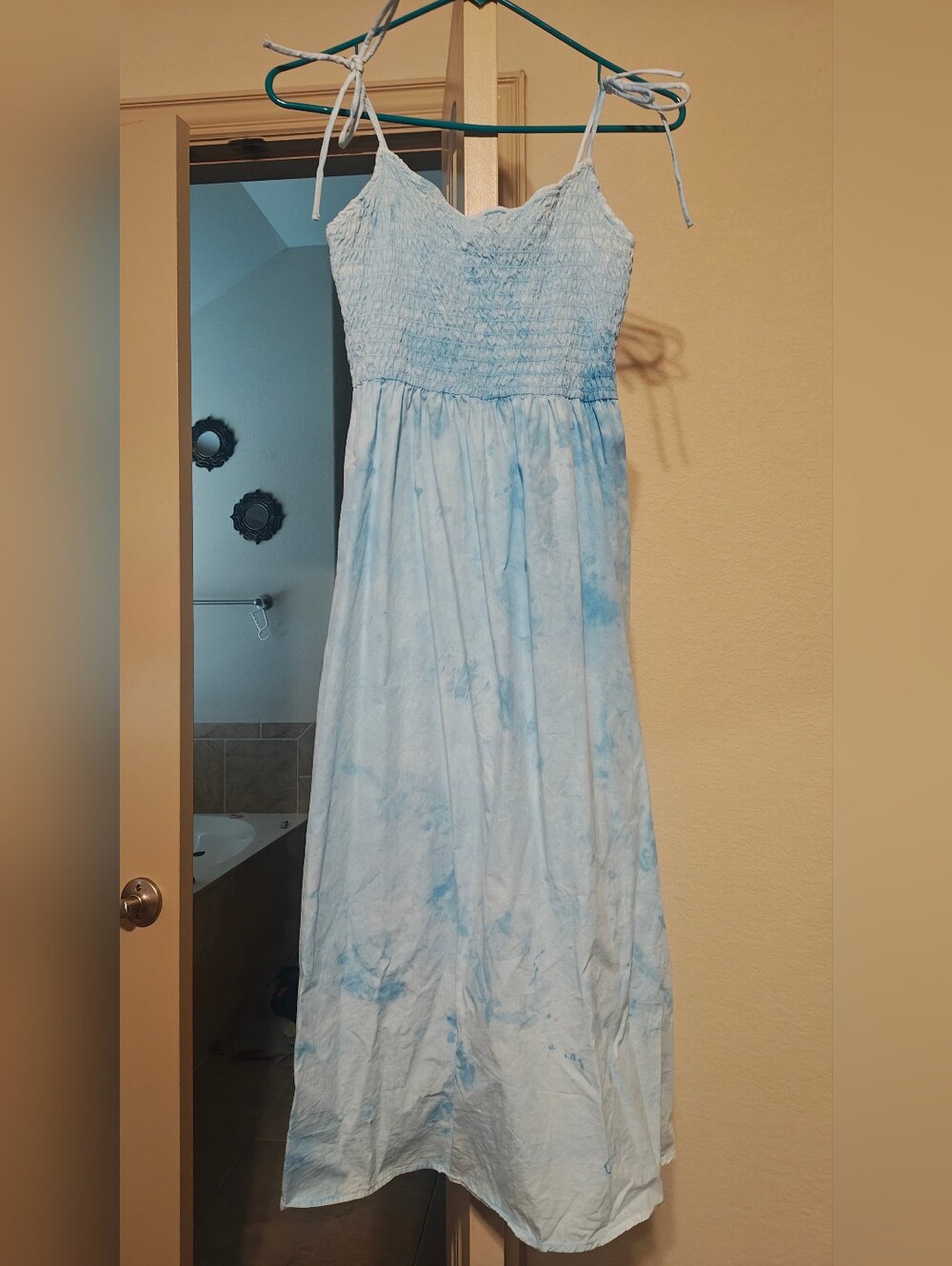 Women's H&M Hand Dyed Tie Dyed Blue Cloud Sky Cloud☁️Sun Dress 100% Cotton Sz M